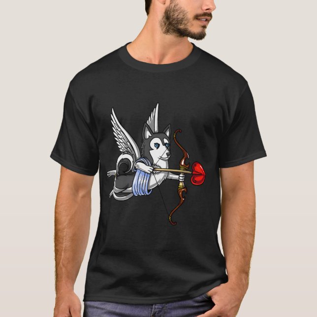 Camiseta Cama de Cupido de Husky Siberiano (Frente)