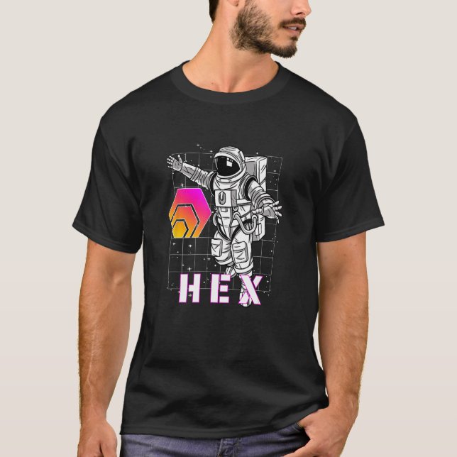 Camiseta Camada Criptomoeda Digital de Lua do Homem Espacia (Frente)
