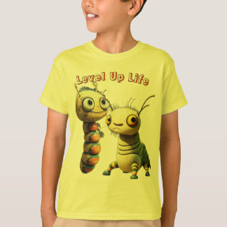 Camiseta Camada de Cartoon Whimsical "Level Up Life"
