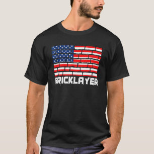 Camiseta Camada de tijolos Patriótica Americana Flag Trowel