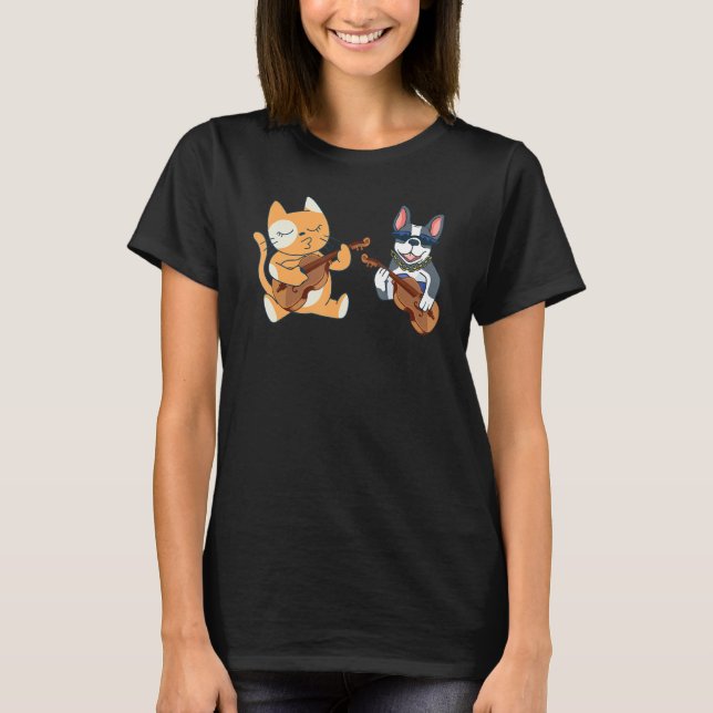 Camiseta Camadores Duplos De Gato E Cão De Animais Duplos D (Frente)