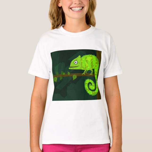 Camiseta Camaleão bonito verde (Frente)