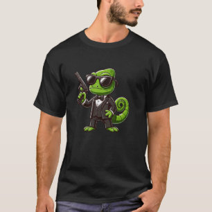 Camiseta Camaleão Camuflado Espião Réptil Engraçado Agente 