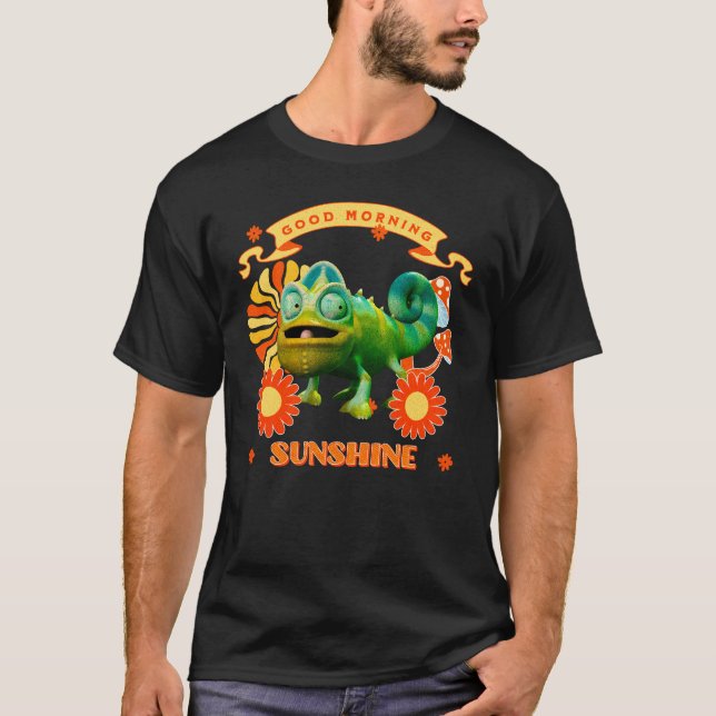 Camiseta Camaleão Engraçado Bom Dia Sol (Frente)