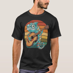 Camiseta Camaleão Tocando Guitarra Vintage Guitarra Retro R
