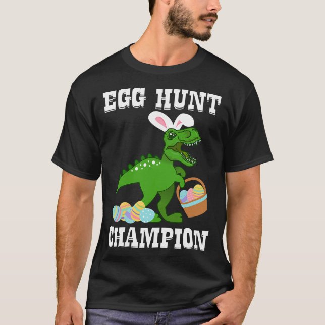 Camiseta CÂMARA DE OVOS DE Páscoa T Rex Dinossaur Bunny Fun (Frente)