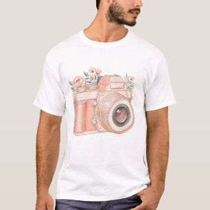 Camiseta câmara de vintagem rosa