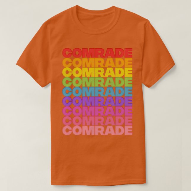 Camiseta Camarada Rainbow Retro Style Typografia Design (Frente do Design)