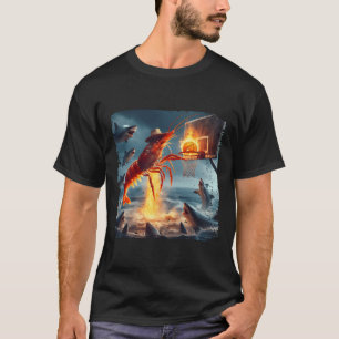 Camiseta Camarão Afundando o Tubarão Meme Divertido de Pesc
