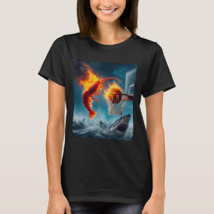 Camiseta Camarão Afundando o Tubarão Meme Divertido de Pesc