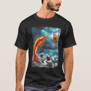 Camiseta Camarão Afundando Tubarões Funny Oceano Esqueleto 