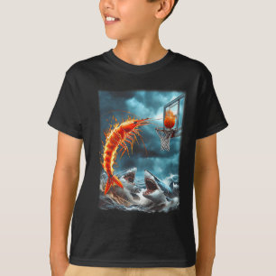 Camiseta Camarão Afundando Tubarões Meme Divertido do Ocean