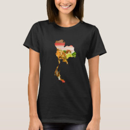 Camiseta Camarão Pad Thai em forma da Tailândia