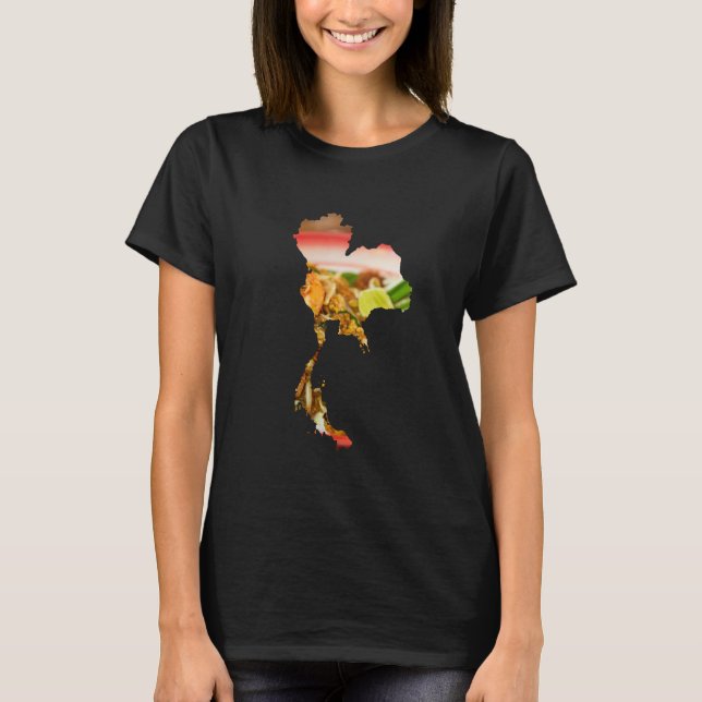Camiseta Camarão Pad Thai em forma da Tailândia (Frente)