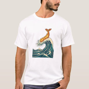 Camiseta Camarão Tempura Grande Onda Arte Japonesa Paródia