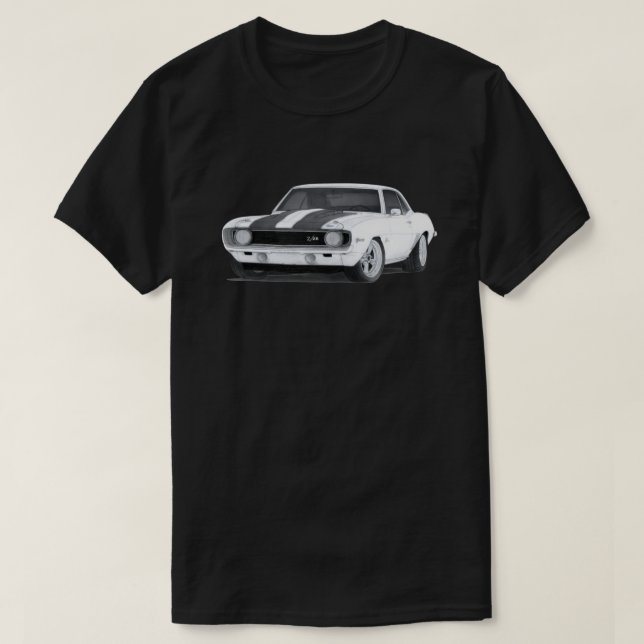 Camiseta Camaro Z28, 1969, desenhando T-Shirt clássico (Frente do Design)