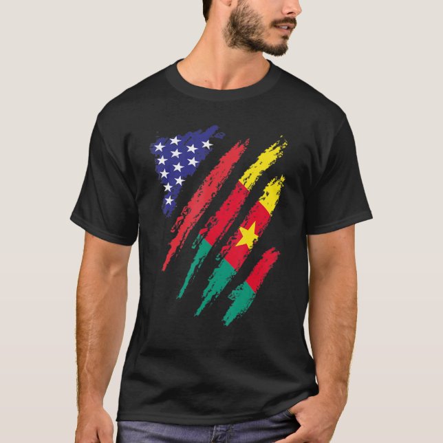 Camiseta Camarões American Grown Flag USA Patrimônio Patrió (Frente)