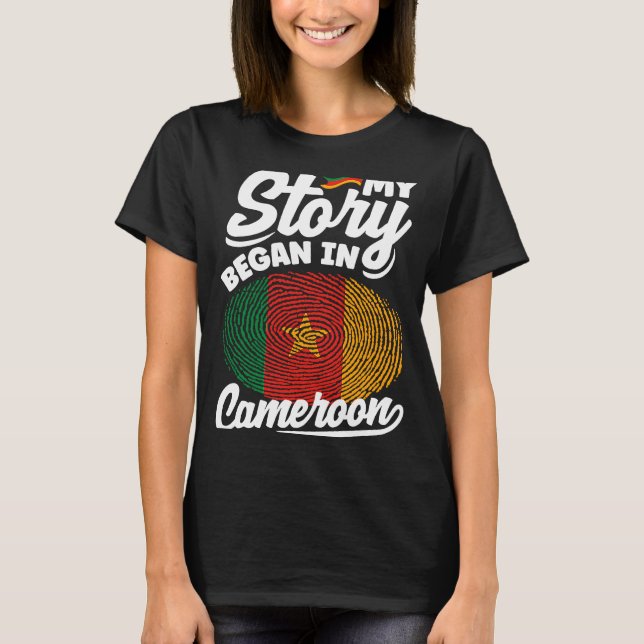 Camiseta Camarões Bandeira Camaronesa Minha História Começo (Frente)