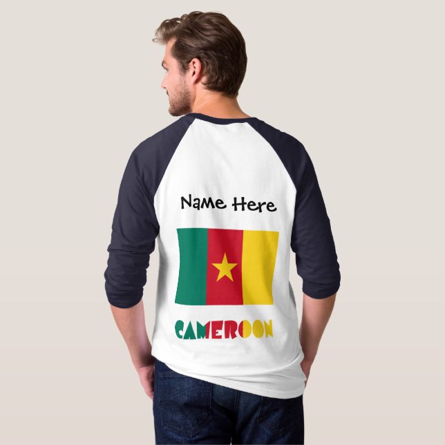 Camiseta Camarões Bandeira dos Camarões Personalização Negr (Parte Traseira Completa)