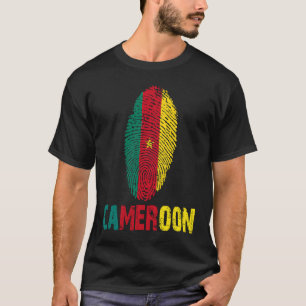 Camiseta Camarões Dedo Impressão Flag I Love Cameroon Viage