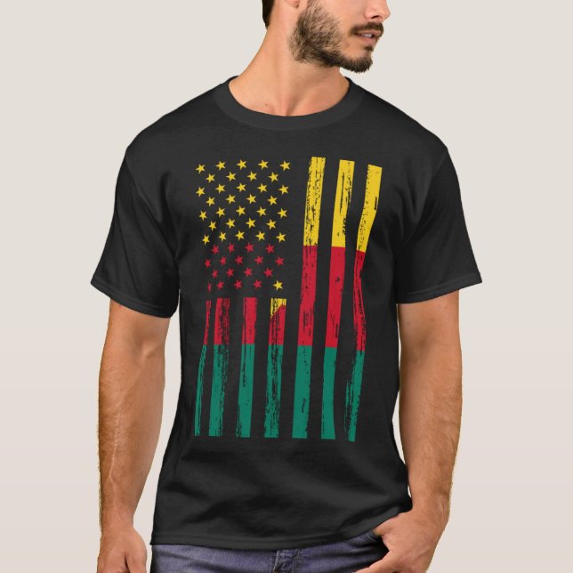 Camiseta Camarões Flag América EUA Está no meu DNA Camarões (Frente)