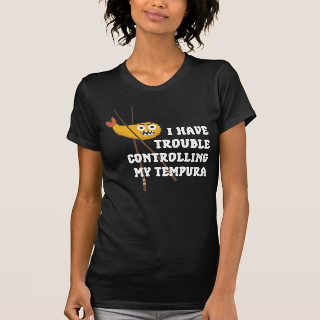 Camiseta Camarões Fritados com Tremores de comida Japoneses (Frente)