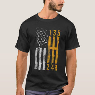 Camiseta Câmbio Manual Bandeira Americana Carro Musculoso M