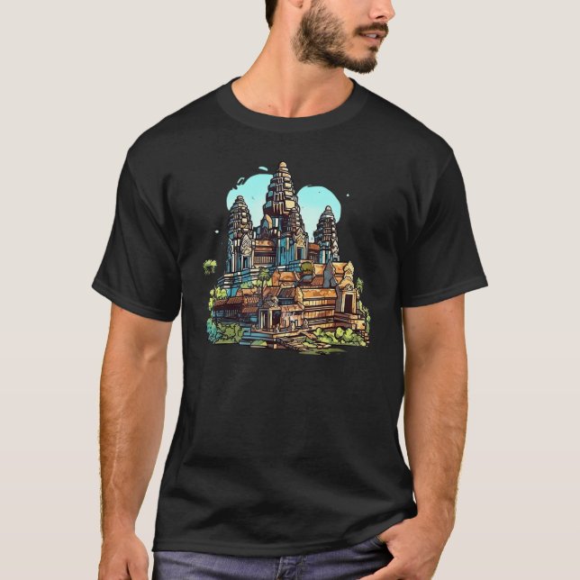 Camiseta Cambo Graffiti Urban Decor Angkor Wat Art (Frente)