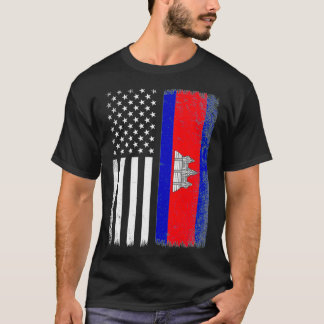 Camiseta cambodian American Flag, funny khmer cambodian 