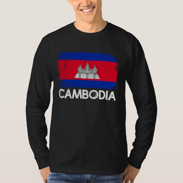 Camiseta Cambodian Flag Vintage Made In Cambodia (Frente)