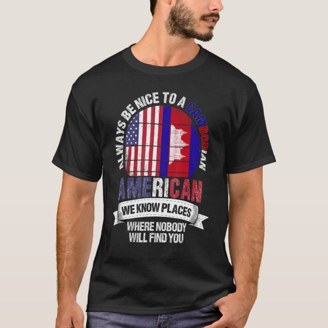 Camiseta Cambodja-Americana Conhecemos Lugares Onde Camboja (Frente)