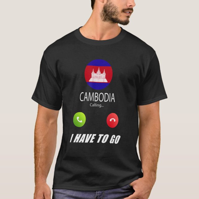 Camiseta Camboja: Bandeira do Camboja (Frente)