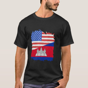 Camiseta Camboja: Bandeira dos EUA Orgulho Cambojano