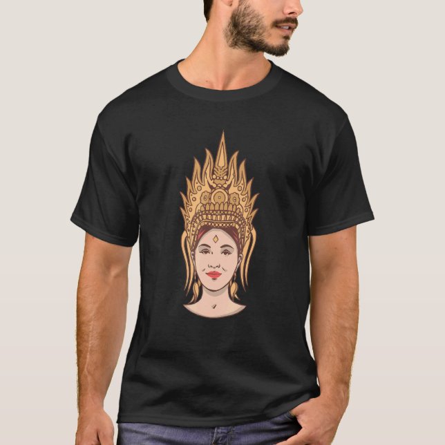 Camiseta Camboja Khmer Tradicional Dança Apsara (Frente)