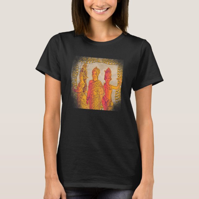 Camiseta Camboja Khmer Tradicional Dança Apsara (Frente)
