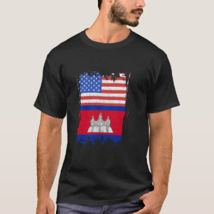 Camiseta Camboja: Vintage Cambodian Flag America Cambodja