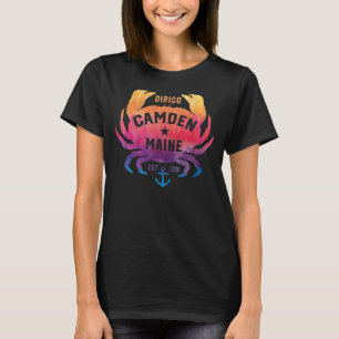 Camiseta Camden Maine Souvenir Dirigo Crab Cute Rainbow Tie