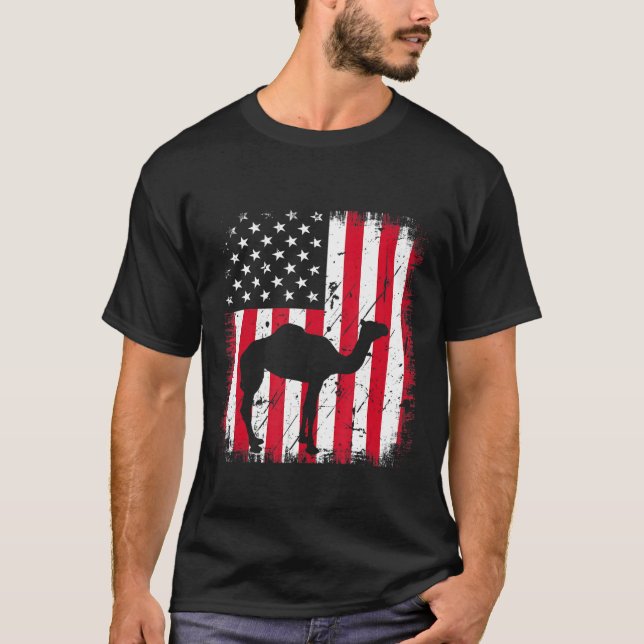 Camiseta Camel American Flag 4 De Julho Dos Eua (Frente)
