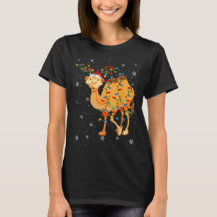 Camiseta Camel Animal Santa Hat Luzes De Árvore De Natal Fe