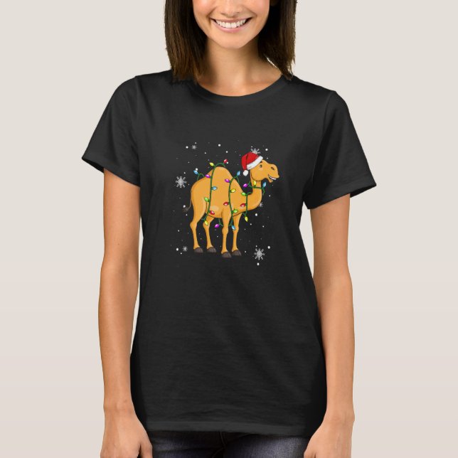 Camiseta Camel Christmas Lights Led Led Santa Hat (Frente)