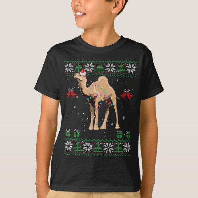 Camiseta Camel Christmas Sweater Trees Lights Ornament Veio (Frente)