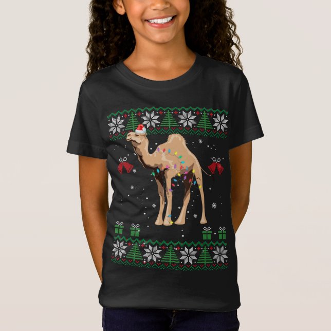 Camiseta Camel Christmas Sweater Trees Lights Ornament Veio (Frente)