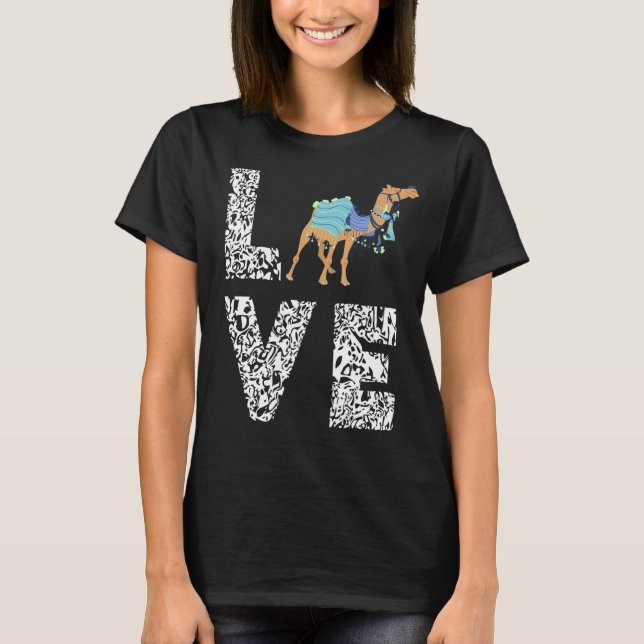 Camiseta Camel Love Leopard Camel Blue Vress Arabe Camel Ár (Frente)