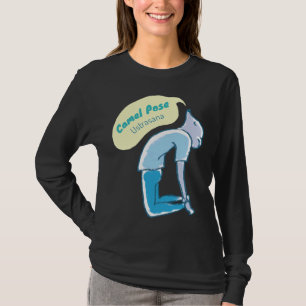 Camiseta Camel Pose Yoga Rato Aqua E Azul