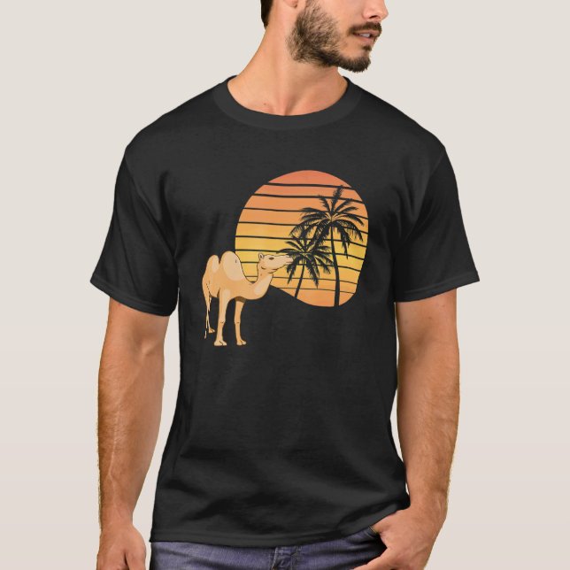Camiseta Camel Sunset Palm Tree Arabe Camel Animal Camel (Frente)