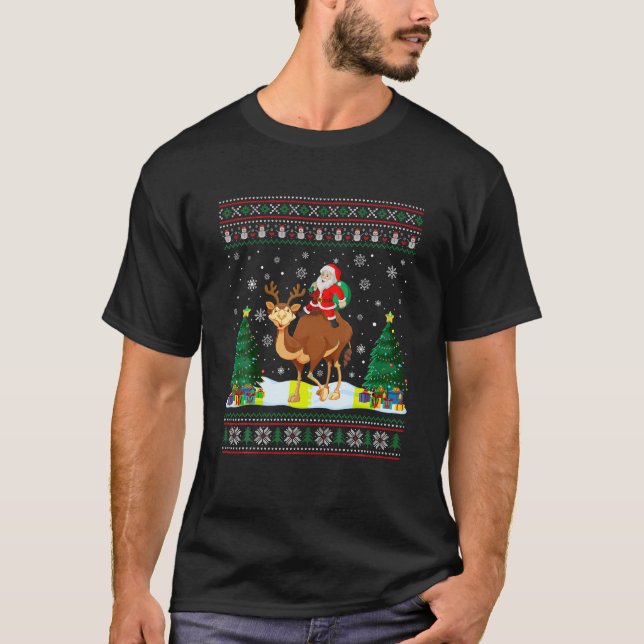 Camiseta Camel Ugly Christmas Sweater Engraçado Santa Claus (Frente)