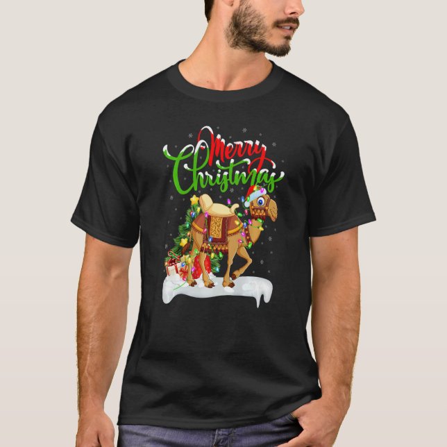 Camiseta Camel  Xmas Decorations Santa Camel Christmas (Frente)