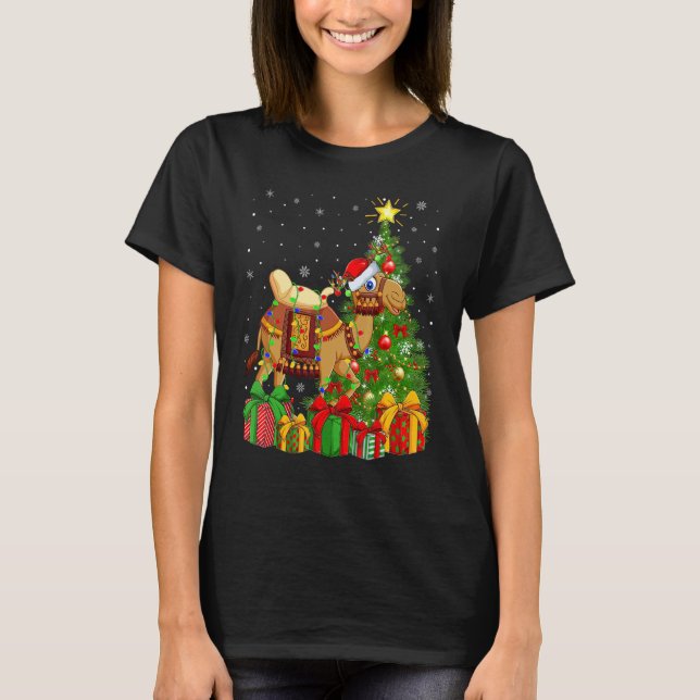 Camiseta Camel   Xmas Holiday Santa Camel Christmas Tree (Frente)