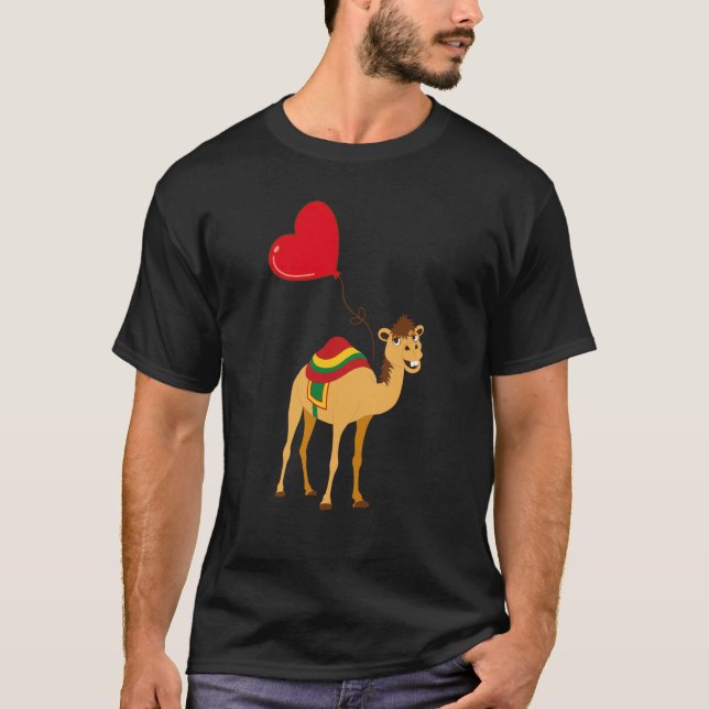 Camiseta Camels With Heart Balloon Valentines Day Love Boys (Frente)