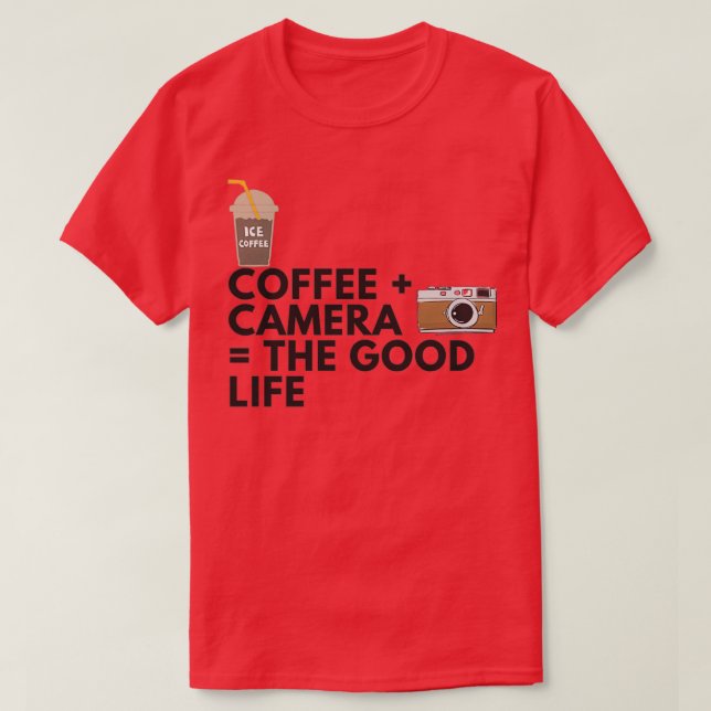 Camiseta Câmera Café A Boa Vida 2 (Frente do Design)